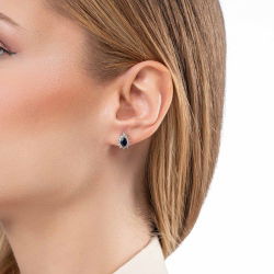 0,84 Karat Efektli Safir Pırlanta Küpe - 2