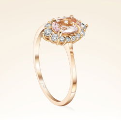 0,84 Karat Pırlantalı Morganit Yüzük - 2