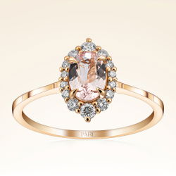 0,84 Karat Pırlantalı Morganit Yüzük - 1
