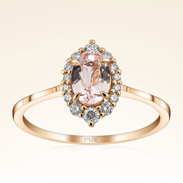 0,84 Karat Pırlantalı Morganit Yüzük - Pare Pırlanta