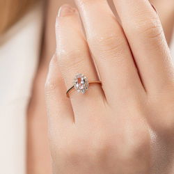 0,84 Karat Pırlantalı Morganit Yüzük - 4