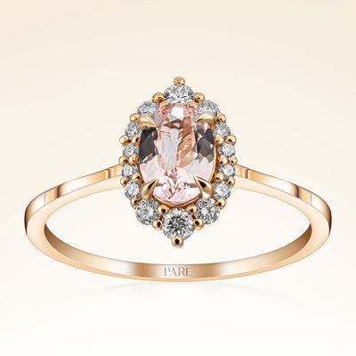 0,84 Karat Pırlantalı Morganit Yüzük - Pare Pırlanta