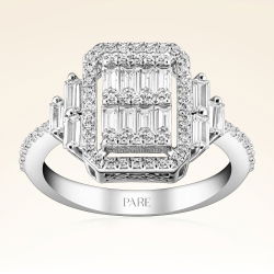0,88 Karat Kolu Taşlı Baget Pırlanta Yüzük - PR00134 - 1