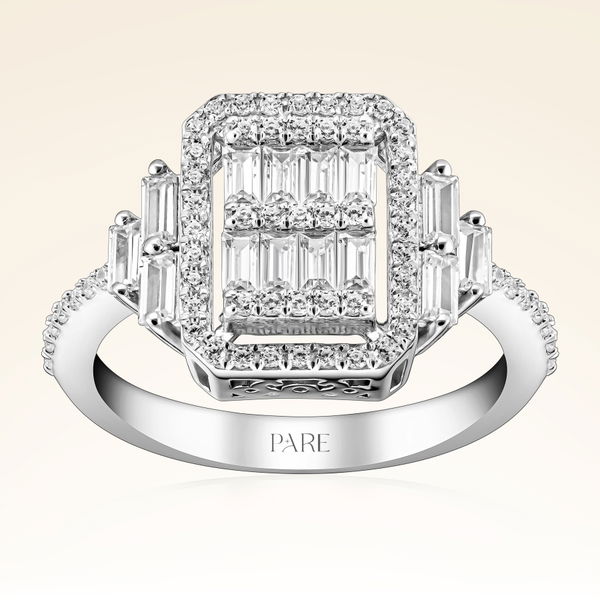 0,88 Karat Kolu Taşlı Baget Pırlanta Yüzük - Pare Pırlanta