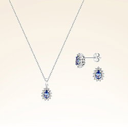 0,88 Karat Pırlanta Tanzanit Taşlı Set - 1