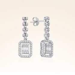  0,88 Karat Pırlantalı Baget Küpe - 1