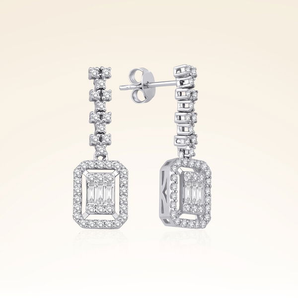  0,88 Karat Pırlantalı Baget Küpe - Pare Pırlanta