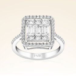 0,89 Karat Kolu Taşlı Baget Pırlanta Yüzük - 1