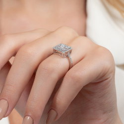 0,89 Karat Kolu Taşlı Baget Pırlanta Yüzük - 7