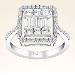 0,89 Karat Kolu Taşlı Baget Pırlanta Yüzük - PR00121 - 1
