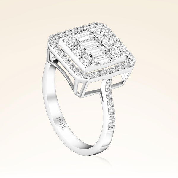 0,89 Karat Kolu Taşlı Baget Pırlanta Yüzük - Pare Pırlanta