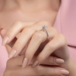 F Renk 0,90 Karat HRD Sertifikalı Tektaş Pırlanta Yüzük - 6