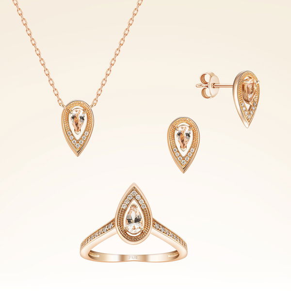 0.90 Karat Morganit Pırlanta Set - Pare Pırlanta
