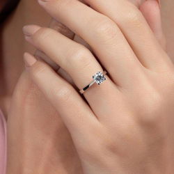 G Renk 0,90 Karat HRD Sertifikalı Tektaş Pırlanta Yüzük - 5