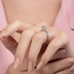 G Renk 0,90 Karat HRD Sertifikalı Tektaş Pırlanta Yüzük - 6