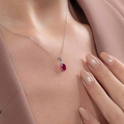 0,90 Karat Yakut Pırlanta Kolye - 3