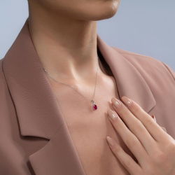 0,90 Karat Yakut Pırlanta Kolye - 2