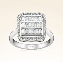 0,92 Karat Baget Pırlanta Yüzük - 1