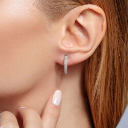 0,92 Karat Pırlanta Halka Küpe - 2