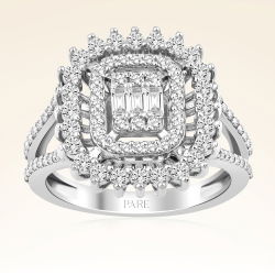 0,93 Karat Kolu Taşlı Baget Pırlanta Yüzük - PR00294 - 1