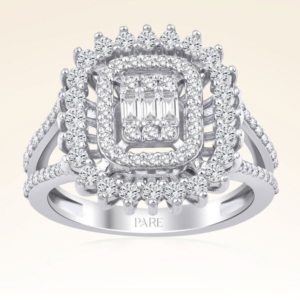 0,93 Karat Kolu Taşlı Baget Pırlanta Yüzük - Pare Pırlanta