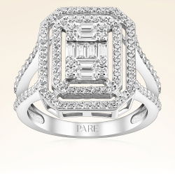 0,94 Karat Kolu Taşlı Baget Pırlanta Yüzük - PR00289 - 1