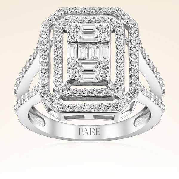 0,94 Karat Kolu Taşlı Baget Pırlanta Yüzük - Pare Pırlanta