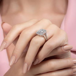 0,94 Karat Kolu Taşlı Baget Pırlanta Yüzük - PR00289 - 6