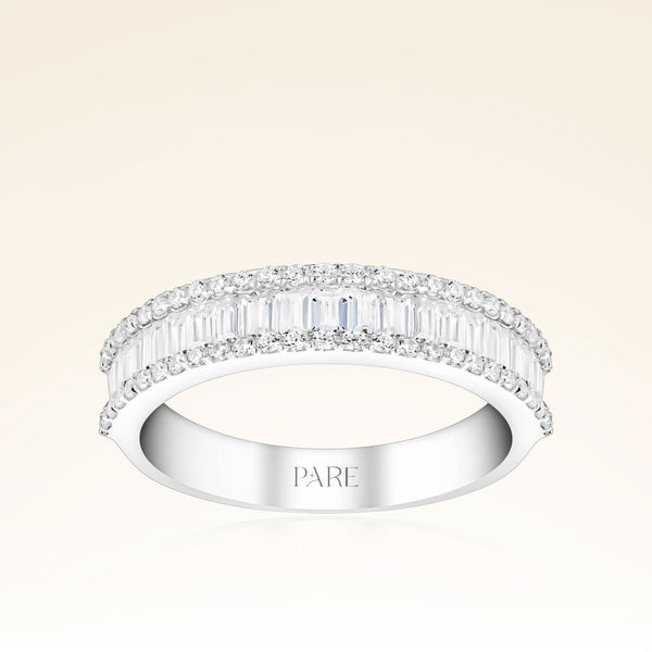 0,95 Karat Baget Pırlanta Yarımtur Yüzük - Pare Pırlanta