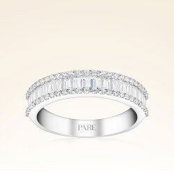 0,95 Karat Baget Pırlanta Yarımtur Yüzük - 1