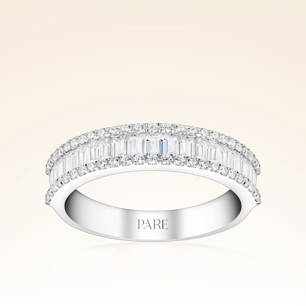 0,95 Karat Baget Pırlanta Yarımtur Yüzük - Pare Pırlanta