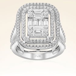 0,95 Karat Kolu Taşlı Baget Pırlanta Yüzük - PR00227 - 1