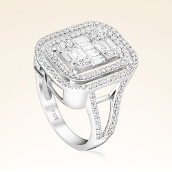 0,95 Karat Kolu Taşlı Baget Pırlanta Yüzük - PR00227 - 2