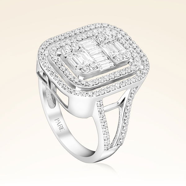 0,95 Karat Kolu Taşlı Baget Pırlanta Yüzük - Pare Pırlanta