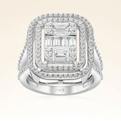 0,95 Karat Kolu Taşlı Baget Pırlanta Yüzük - 1