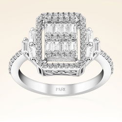 0,95 Karat Kolu Taşlı Baget Pırlanta Yüzük - PR00135 - 1