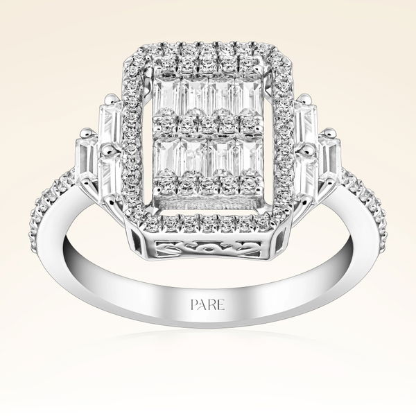 0,95 Karat Kolu Taşlı Baget Pırlanta Yüzük - Pare Pırlanta