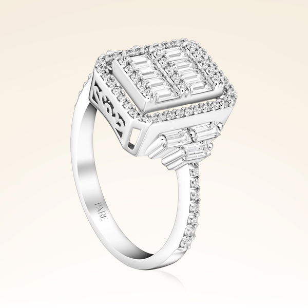 0,95 Karat Kolu Taşlı Baget Pırlanta Yüzük - Pare Pırlanta