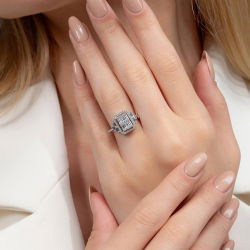 0,95 Karat Kolu Taşlı Baget Pırlanta Yüzük - PR00135 - 5