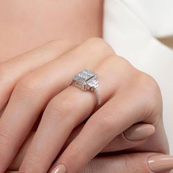 0,95 Karat Kolu Taşlı Baget Pırlanta Yüzük - PR00135 - 7