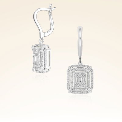 0,97 Karat Baget Pırlanta Küpe - Pare Pırlanta