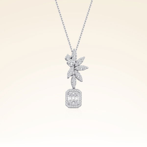 0,97 Karat Pırlantalı Baget Kolye - Pare Pırlanta