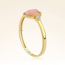 Altın Pembe Oval Taşlı Trend Yüzük - 2