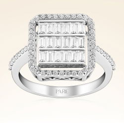 0,98 Karat Kolu Taşlı Baget Pırlanta Yüzük - PR00182 - 1
