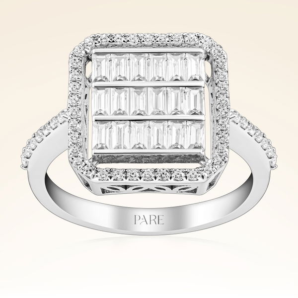 0,98 Karat Kolu Taşlı Baget Pırlanta Yüzük - Pare Pırlanta