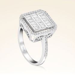 0,98 Karat Kolu Taşlı Baget Pırlanta Yüzük - PR00182 - 2