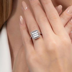 0,98 Karat Kolu Taşlı Baget Pırlanta Yüzük - PR00182 - 5