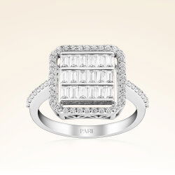 0,98 Karat Kolu Taşlı Baget Pırlanta Yüzük - 1