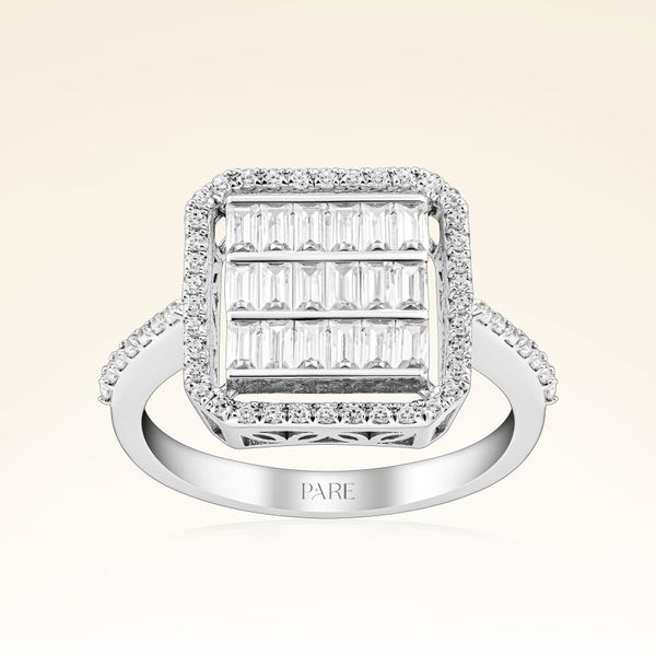 0,98 Karat Kolu Taşlı Baget Pırlanta Yüzük - Pare Pırlanta