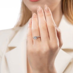 0,98 Karat Kolu Taşlı Tektaş Pırlanta Yüzük - PR01182 - 4